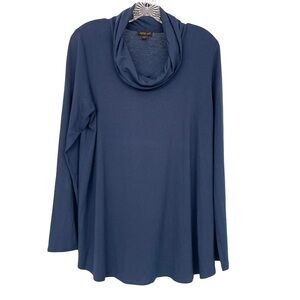 J Jill Wearever Collection Long Sleeve Blue Cowl Neck Swing Top, Size Medium‌‌‍‍